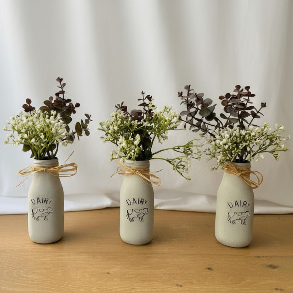 Farmhouse Baby’s Breath & Eucalyptus Vase Set