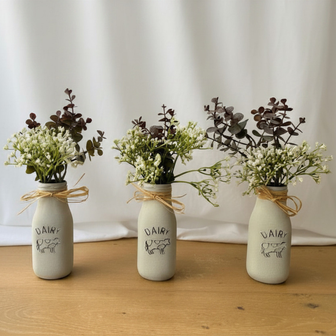 Farmhouse Baby’s Breath & Eucalyptus Vase Set
